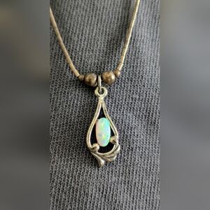 Gorgeous vintage W. Stern sterling silver necklace, marked STER Opal